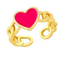 Fashion Dripping Oil Chain Heart Copper Ring Wholesale Nihaojewelry sku image 6