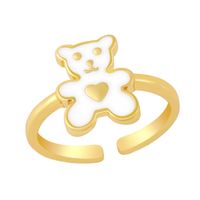 Cute Heart Bear Ring Europe And America Cross Border New Ins Style Colorful Oil Necklace Ring Girly Style Jewelry Rim58 sku image 1