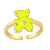Cute Heart Bear Ring Europe And America Cross Border New Ins Style Colorful Oil Necklace Ring Girly Style Jewelry Rim58 sku image 2