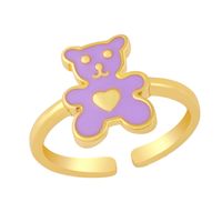 Cute Heart Bear Ring Europe And America Cross Border New Ins Style Colorful Oil Necklace Ring Girly Style Jewelry Rim58 sku image 3