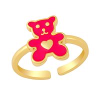 Cute Heart Bear Ring Europe And America Cross Border New Ins Style Colorful Oil Necklace Ring Girly Style Jewelry Rim58 sku image 6