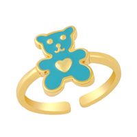 Cute Heart Bear Ring Europe And America Cross Border New Ins Style Colorful Oil Necklace Ring Girly Style Jewelry Rim58 sku image 7