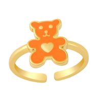 Cute Heart Bear Ring Europe And America Cross Border New Ins Style Colorful Oil Necklace Ring Girly Style Jewelry Rim58 sku image 9