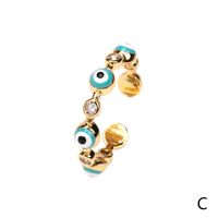 Fashion Drops Oil Blue Eyes Zircon Copper Open Ring Wholesale Nihaojewelry sku image 1