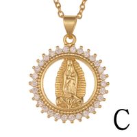 Nouveau Collier En Cuivre Pendentif Vierge Marie En Or 18 Carats En Gros Nihaojewelry sku image 3