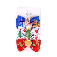 Factory Direct Sales European And American Foreign Trade Children Christmas Bow Barrettes Picture Clip Three Pieces Paper Cover sku image 3