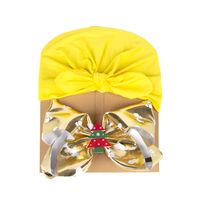 Europe And America Cross Border Christmas Style Children's Hat Bow Two-piece Set Baby Christmas Elements Sleeve Cap Baby Beanie Cap sku image 2