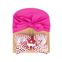 Europe And America Cross Border Christmas Style Children's Hat Bow Two-piece Set Baby Christmas Elements Sleeve Cap Baby Beanie Cap sku image 4