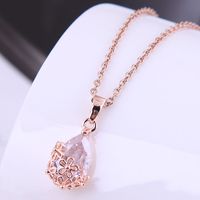 Korean Fashion Water Drop Zircon Copper Necklace Wholesale Nihaojewelry main image 1