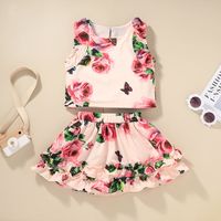 Traje De Dos Piezas Con Falda De Chaleco Estampado Para Bebé sku image 7