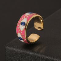 Fashion Vintage Oil Dripping Eye Devil's Eye Copper Ring Wholesale Nihaojewelry main image 4