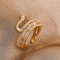 Korean Copper Inlaid Zirconium Zodiac Twist Snake Open Ring Wholesale Nihaojewelry main image 3