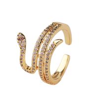 Korean Copper Inlaid Zirconium Zodiac Twist Snake Open Ring Wholesale Nihaojewelry main image 6