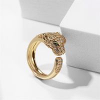 Korean Vintage Copper Inlaid Zirconium Leopard Open Ring Wholesale Nihaojewelry main image 5