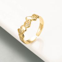 Creative Hollow Heart-shaped Ring Copper Micro-inlaid Zircon Open Adjustable Ring Wholesale Nihaojewelry main image 3