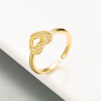 Creative Hollow Heart-shaped Ring Copper Micro-inlaid Zircon Open Adjustable Ring Wholesale Nihaojewelry main image 4