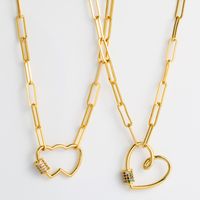 Hollow Double Heart Gold-plated Copper Inlaid Zircon Necklace Wholesale Nihaojewelry main image 1