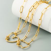Hollow Double Heart Gold-plated Copper Inlaid Zircon Necklace Wholesale Nihaojewelry main image 3
