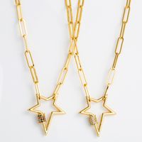 Hollow Star Copper Gold-plated Inlaid Zircon Necklace Wholesale Nihaojewelry main image 2