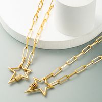 Hollow Star Copper Gold-plated Inlaid Zircon Necklace Wholesale Nihaojewelry main image 4