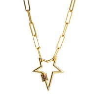 Hollow Star Copper Gold-plated Inlaid Zircon Necklace Wholesale Nihaojewelry main image 6