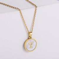 Shell 18K Gold Plated Simple Style Letter Shell Pendant Necklace main image 1