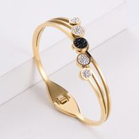 Korean Fashion Elastic Switch Black Rhinestones Stainless Steel Bracelet Wholesale Nihaojewelry main image 3