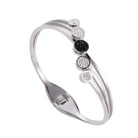 Korean Fashion Elastic Switch Black Rhinestones Stainless Steel Bracelet Wholesale Nihaojewelry main image 6