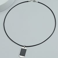 Stainless Steel Striped Square Necklace Wholesale Nihaojewelry main image 4