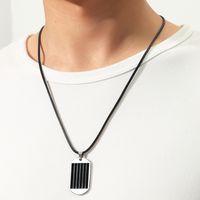 Stainless Steel Striped Square Necklace Wholesale Nihaojewelry main image 5