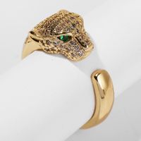 Korean Simple Copper Inlaid Zirconium Leopard Open Ring Wholesale Nihaojewelry sku image 1