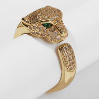 Korean Vintage Copper Inlaid Zirconium Leopard Open Ring Wholesale Nihaojewelry sku image 1