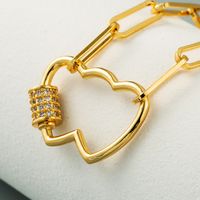 Collar De Circón Con Incrustaciones De Cobre Chapado En Oro De Doble Corazón Hueco Al Por Mayor Nihaojewelry sku image 2