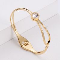 Stainless Steel Simple Fashion Single Rhinestone Bracelet Wholesale Nihaojewelry sku image 2