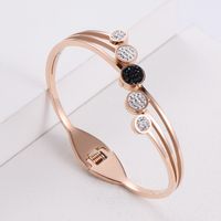 Korean Fashion Elastic Switch Black Rhinestones Stainless Steel Bracelet Wholesale Nihaojewelry sku image 3