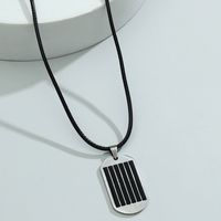 Stainless Steel Striped Square Necklace Wholesale Nihaojewelry sku image 1