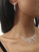 Fashion Diamond Tassel Earrings Necklace Set Wholesale Nihaojewelry main image 1