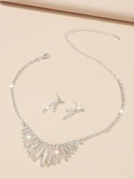 Shiny Water Droplets Tassel Artificial Crystal Metal Inlay Rhinestones Women's Earrings Necklace sku image 15
