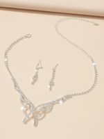 Shiny Water Droplets Tassel Artificial Crystal Metal Inlay Rhinestones Women's Earrings Necklace sku image 17