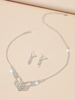 Shiny Water Droplets Tassel Artificial Crystal Metal Inlay Rhinestones Women's Earrings Necklace sku image 23