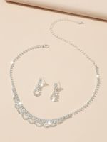 Shiny Water Droplets Tassel Artificial Crystal Metal Inlay Rhinestones Women's Earrings Necklace sku image 13