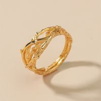 Retro Irregular Copper-plated Real Gold Open Ring Wholesale main image 3