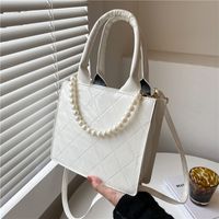 Fashion Solid Color Plaid Texture Pearl Chain Messenger Bag Wholesale Nihaojewelry main image 2