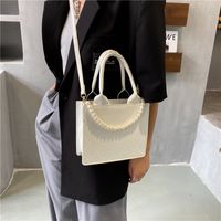 Fashion Solid Color Plaid Texture Pearl Chain Messenger Bag Wholesale Nihaojewelry main image 4