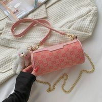 New Fashion Canvas Printing Cylinder Chain Shoulder Bag Wholesale Nihaojewelry sku image 3