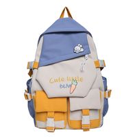 Fashion Cartoon Contrast Color Double Pocket Students Backpack Wholesale Nihaojewelry sku image 2