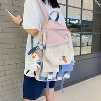 Fashion Cartoon Contrast Color Double Pocket Students Backpack Wholesale Nihaojewelry main image 5