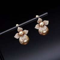 Womens Floral Micro-inlay Copper Earrings Nhdo136868 sku image 1