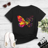 Wholesale Color Butterfly Print Short-sleeved T-shirt Nihaojewelry main image 1