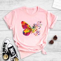 Wholesale Color Butterfly Print Short-sleeved T-shirt Nihaojewelry main image 5